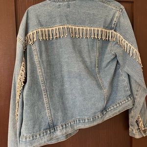 Superdown Diamond Fringe Jean Jacket, Size S